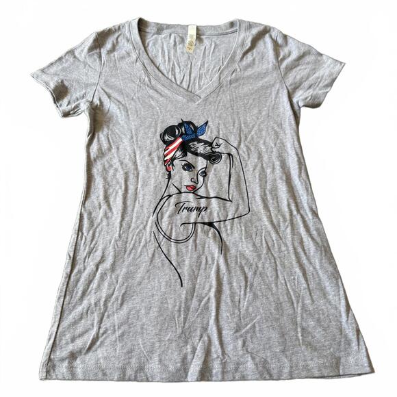 Other - Vintage Style Rosie Riveter Trump Graphic Tee Gray V-Neck Size M